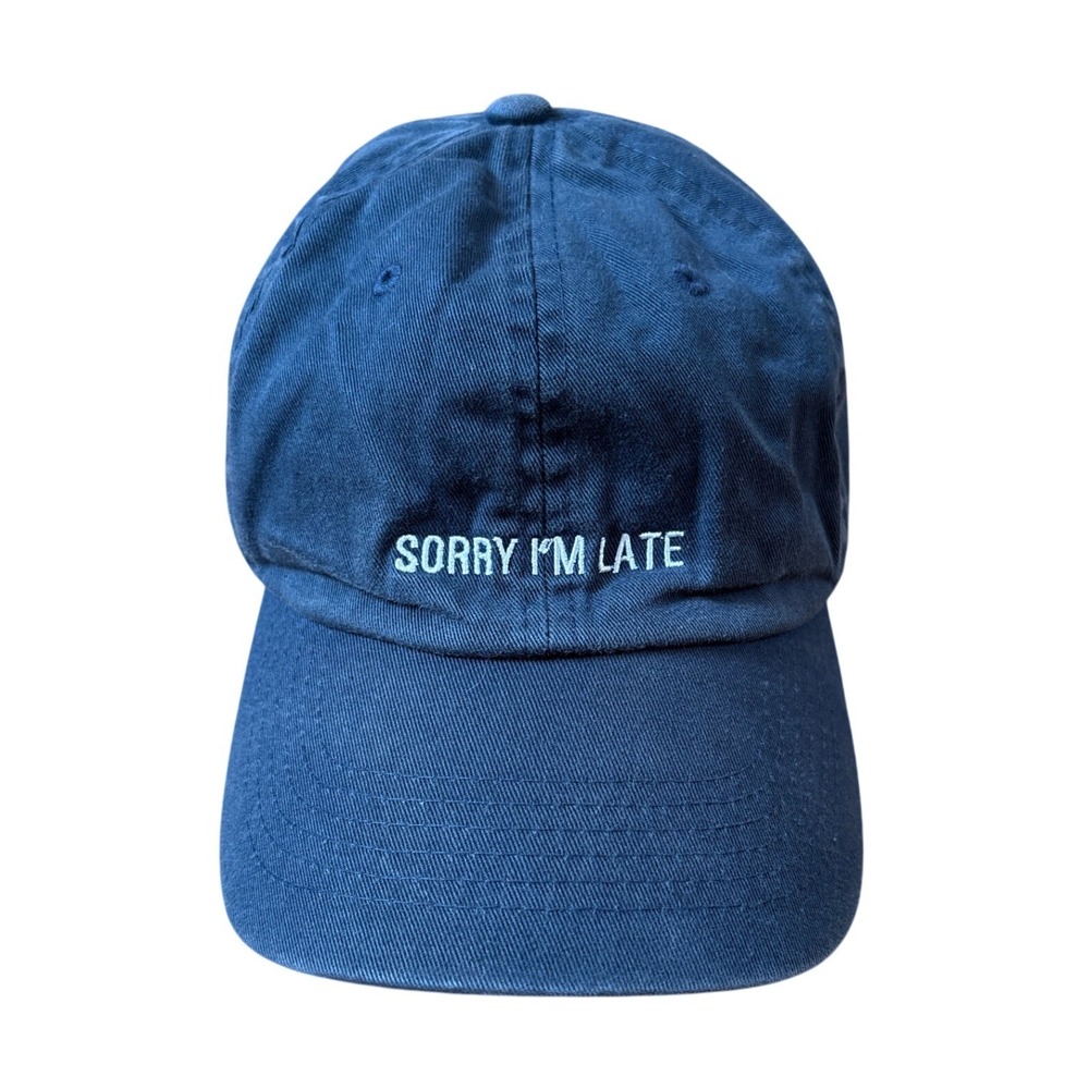 Spencer Gifts Baseball Cap Women Navy Blue Sorry I'm Late Dad Hat SIZE OSFM